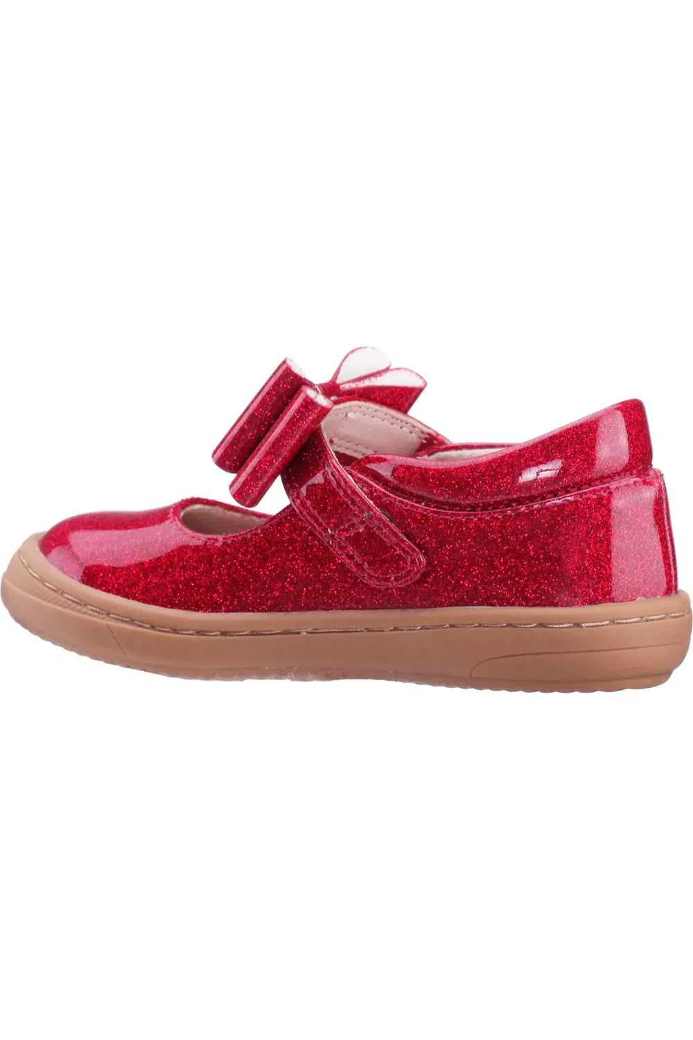 Туфли детские Mary Jane с бантом Binnie Nina, Dark Pink Coated Glitter — фото 2