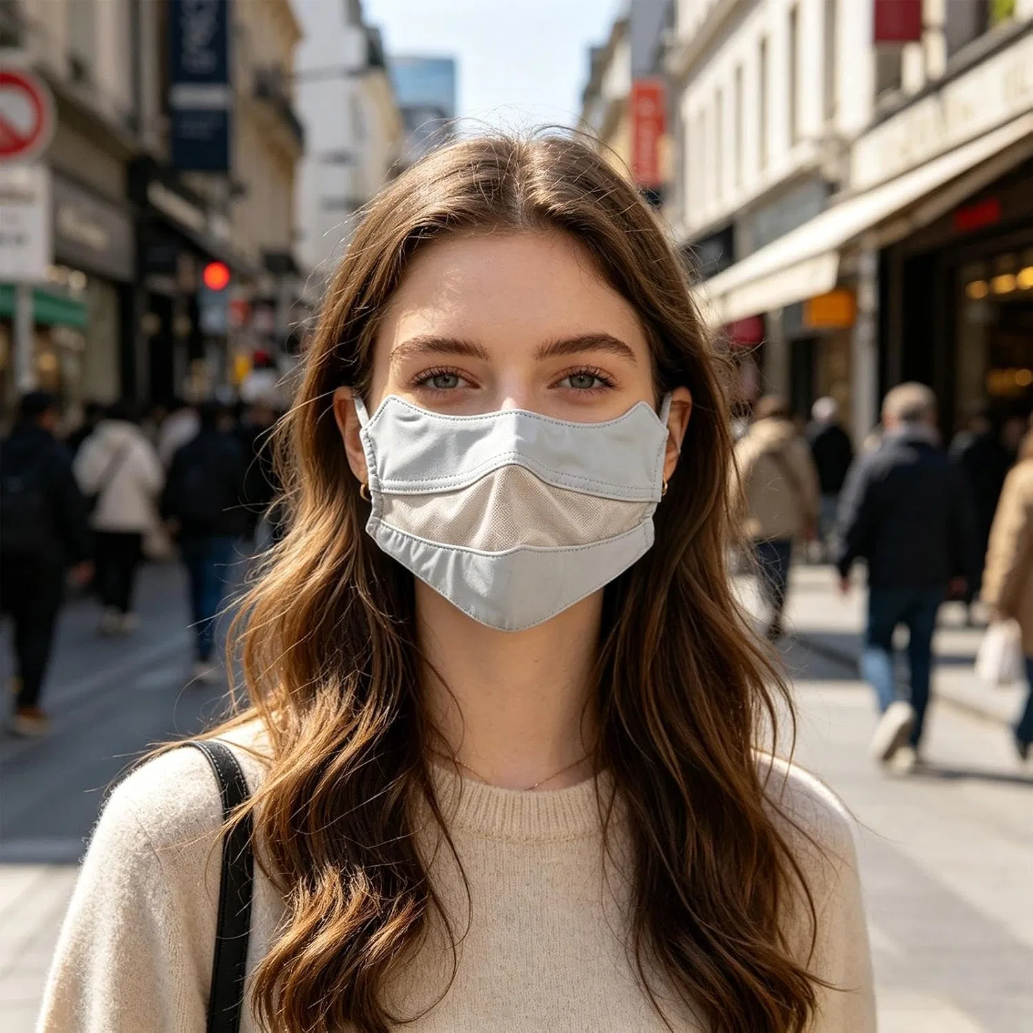 Охлаждающая маска для лица из искусственного шелка, UPF 50, 20 г, Серый Generic — фото 2