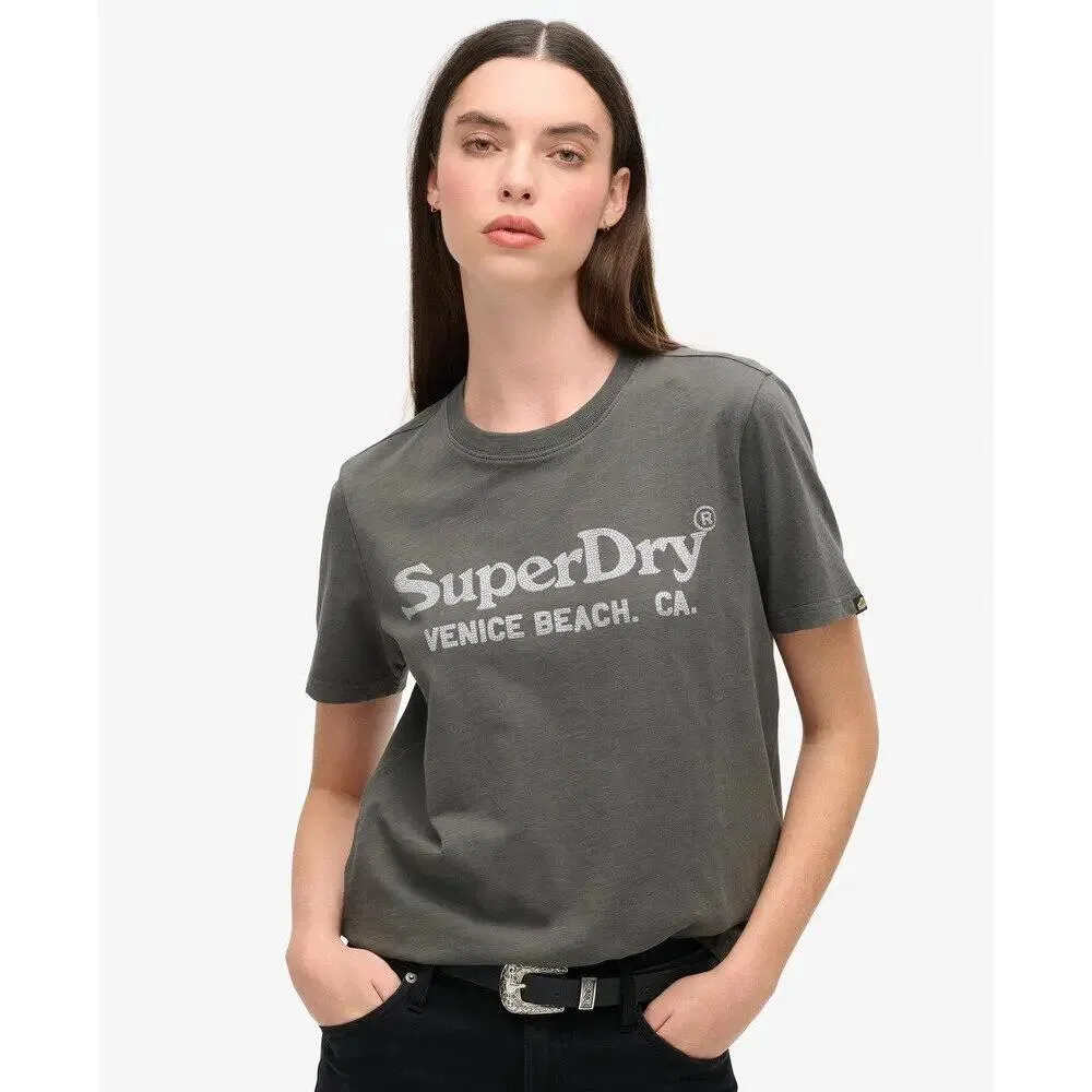 Женская металлическая футболка Superdry Venue, Schwarz — фото 2