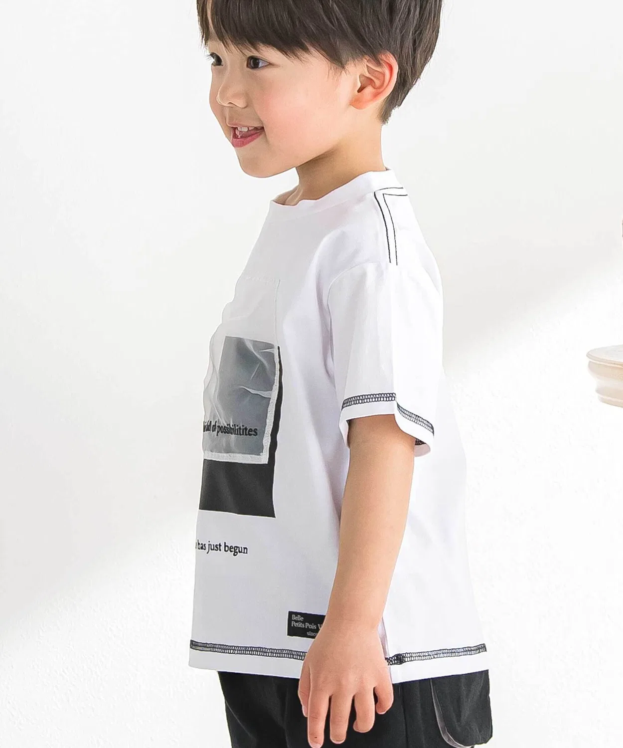 Детская футболка с органзой и вышивкой, модель Point BeBe Petits Pois Vert, White — фото 3