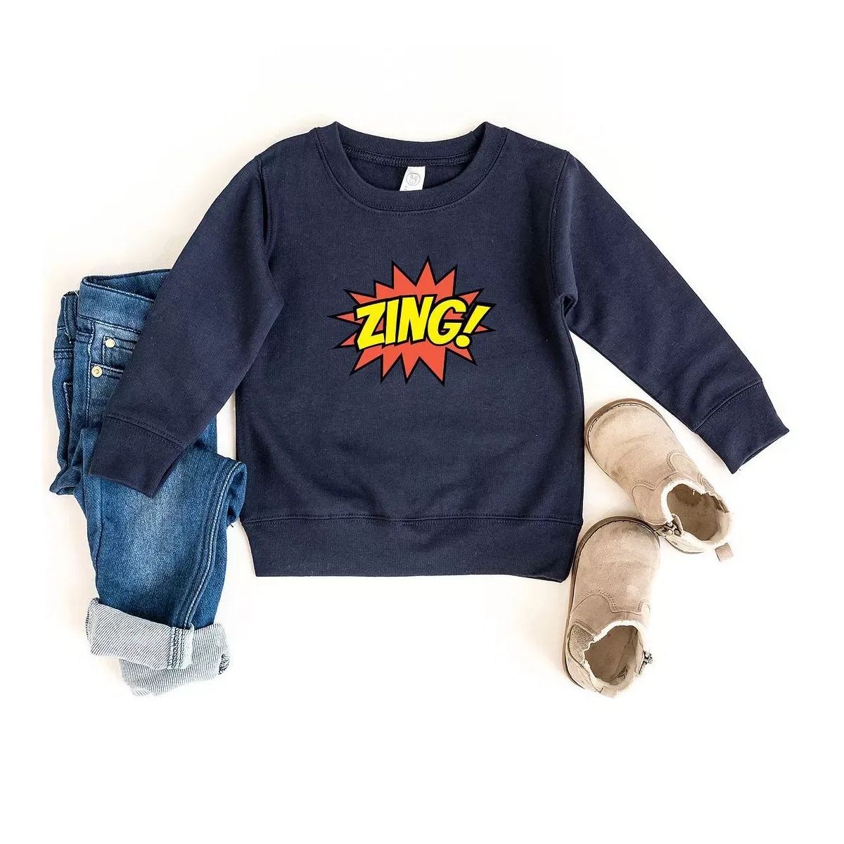 Детский свитшот с принтом Comic Zing The Juniper Shop, Navy — фото 2
