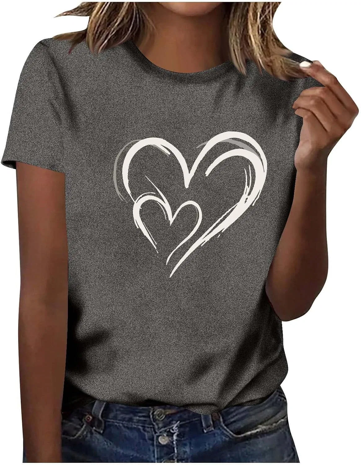 Женская футболка с сердцем Casual T-Shirt, Dark Gray