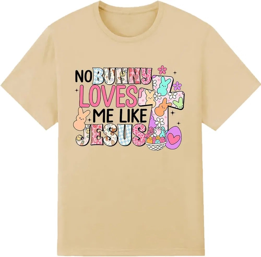 Женская футболка с принтом кролика No Bunny Loves Me Like Jesus, Khaki