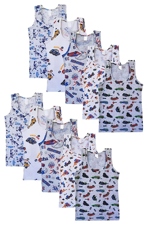 Детское для мальчиков хлопковое нижнее белье Pack of 10 boys colorful patterned undershirt 100% cotton cheerful Hepsine Rakip, Mixed