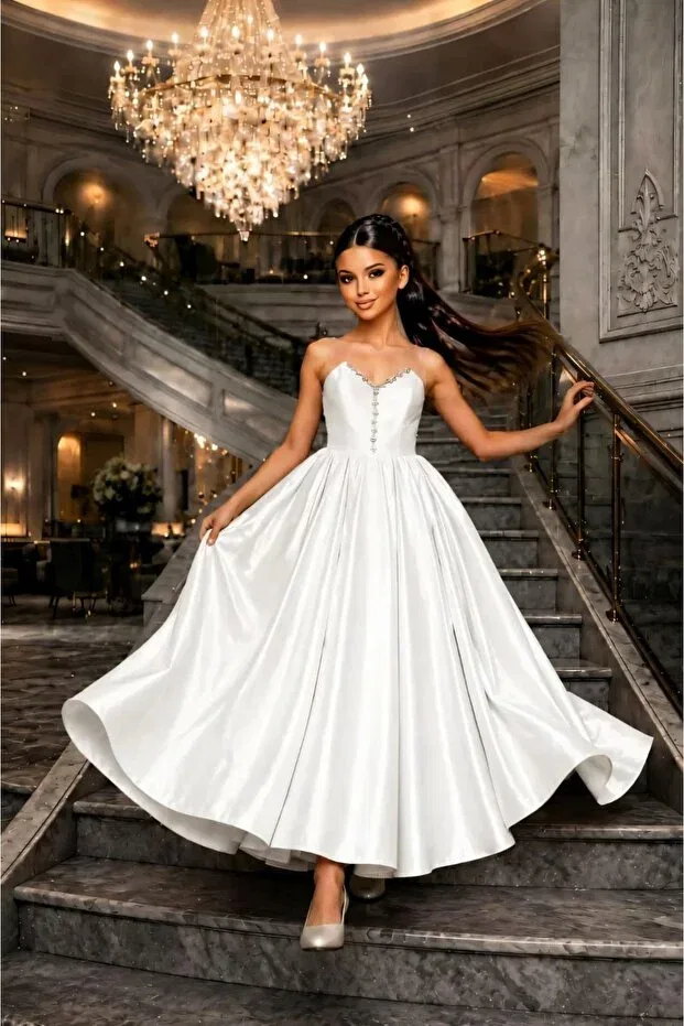 Детское платье для девочек с открытыми плечами Nora Dress Mini Luxe, White — фото 3