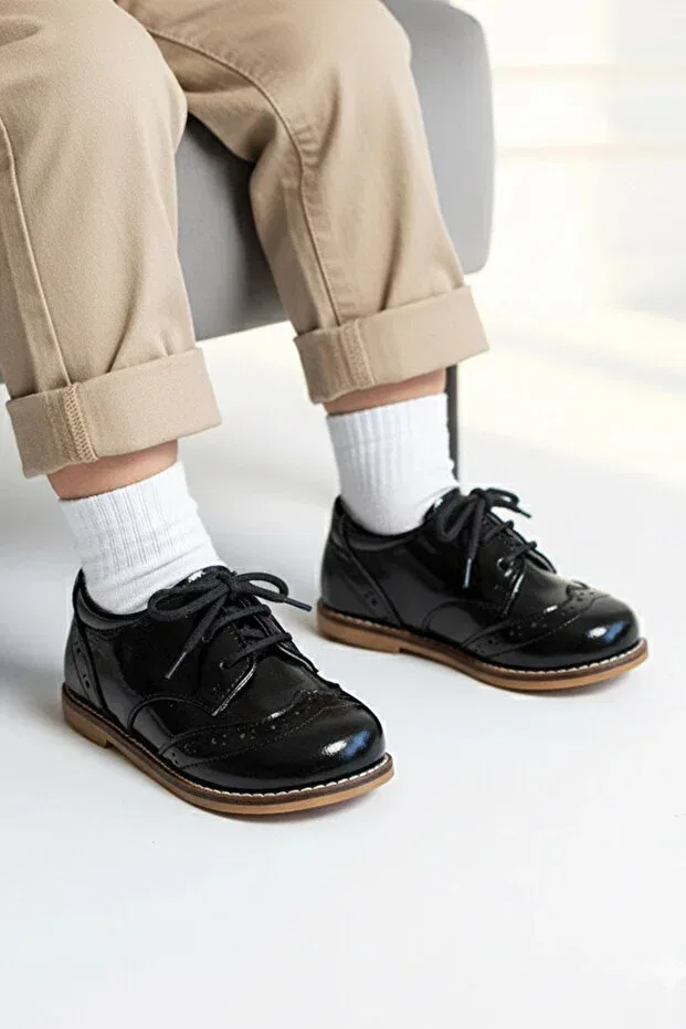Детские туфли для мальчиков с ортопедической подошвой Cevoclub Kids, Black