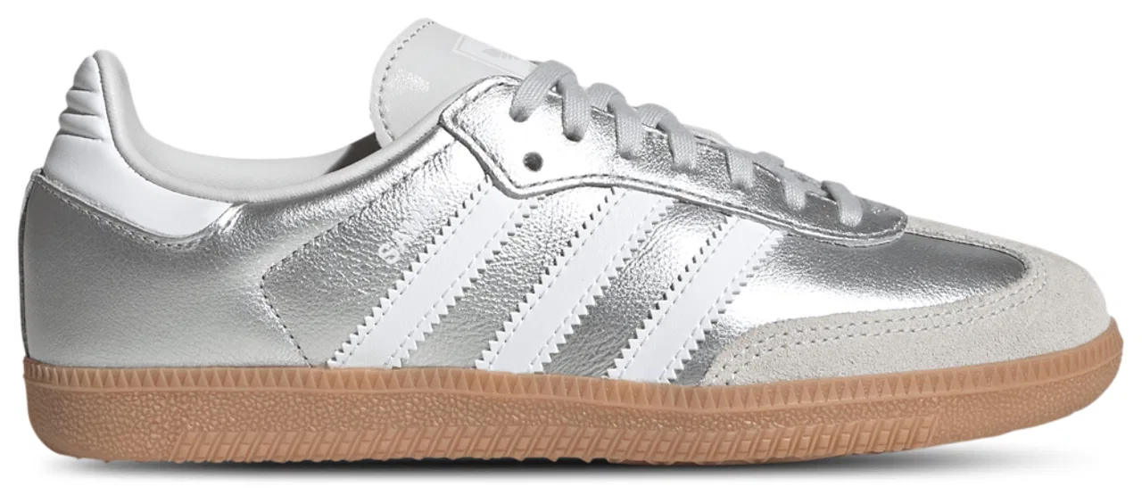 Детские кроссовки для девочек с замшевыми вставками Samba adidas, Silver White