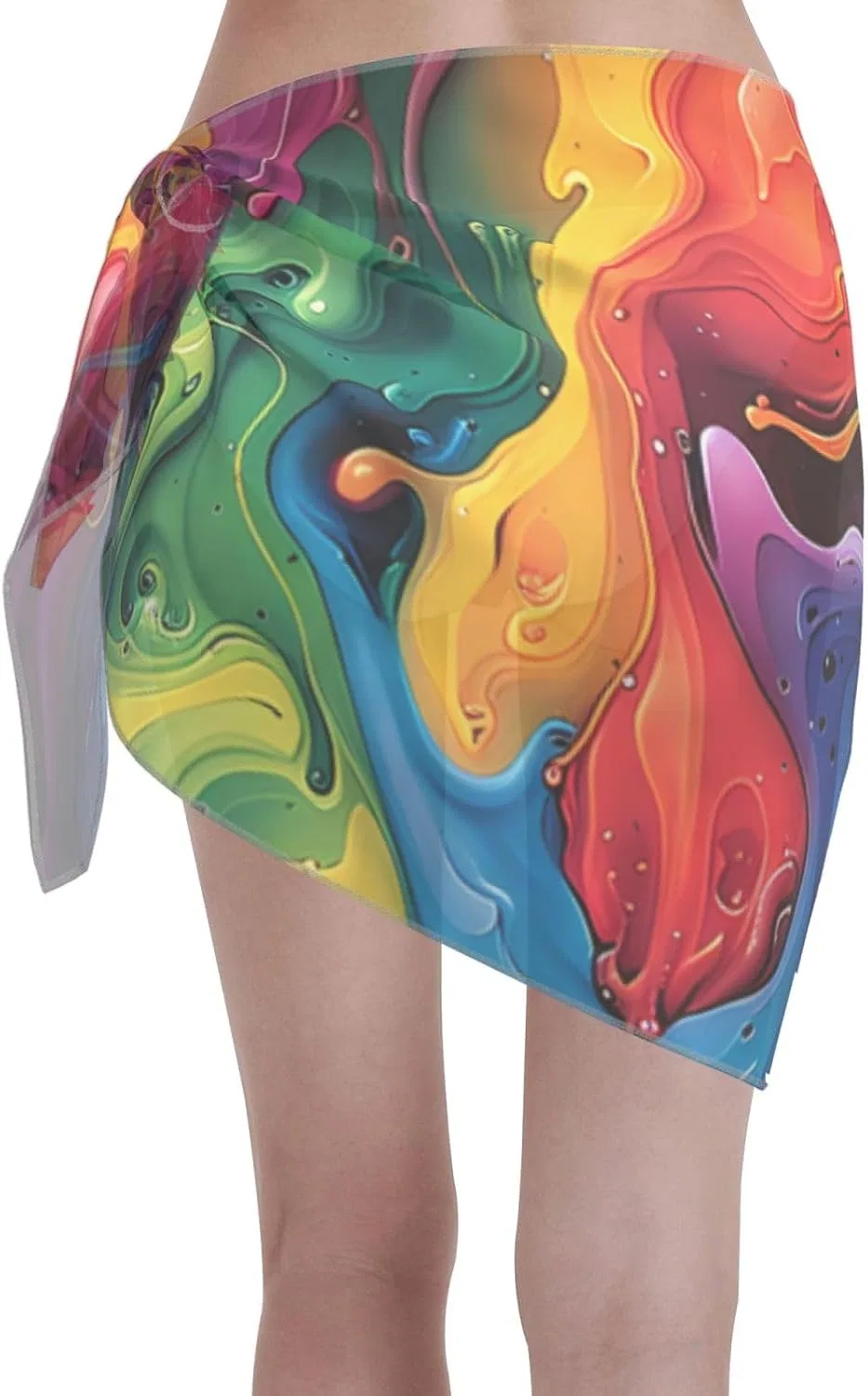 Женская пляжная накидка с 3D-принтом, Sarong, Black/White — фото 2
