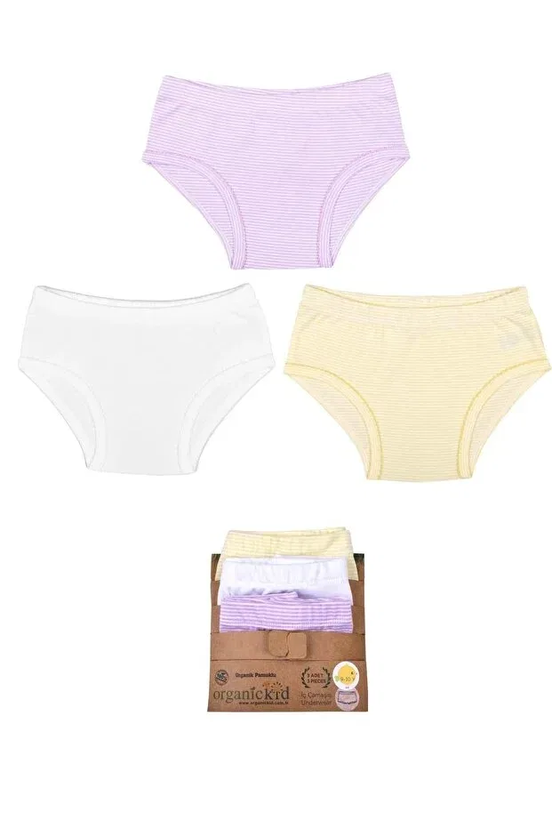 Детское для девочек комплект нижнего белья полосатый Mellow cotton girls' underwear set Organickid, Purple