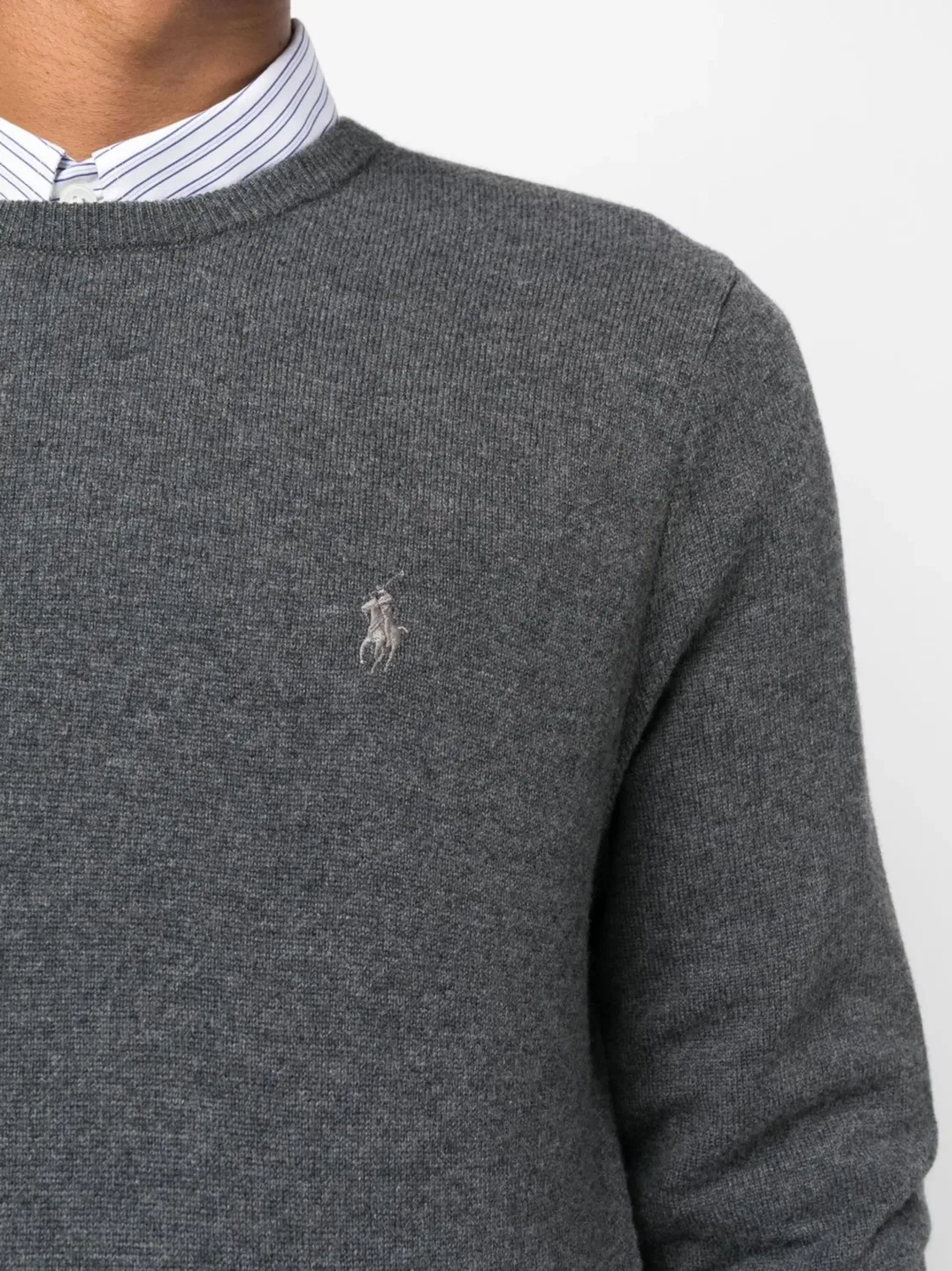 Свитер с вышивкой лошадки Поло Polo Ralph Lauren, серый — фото 2
