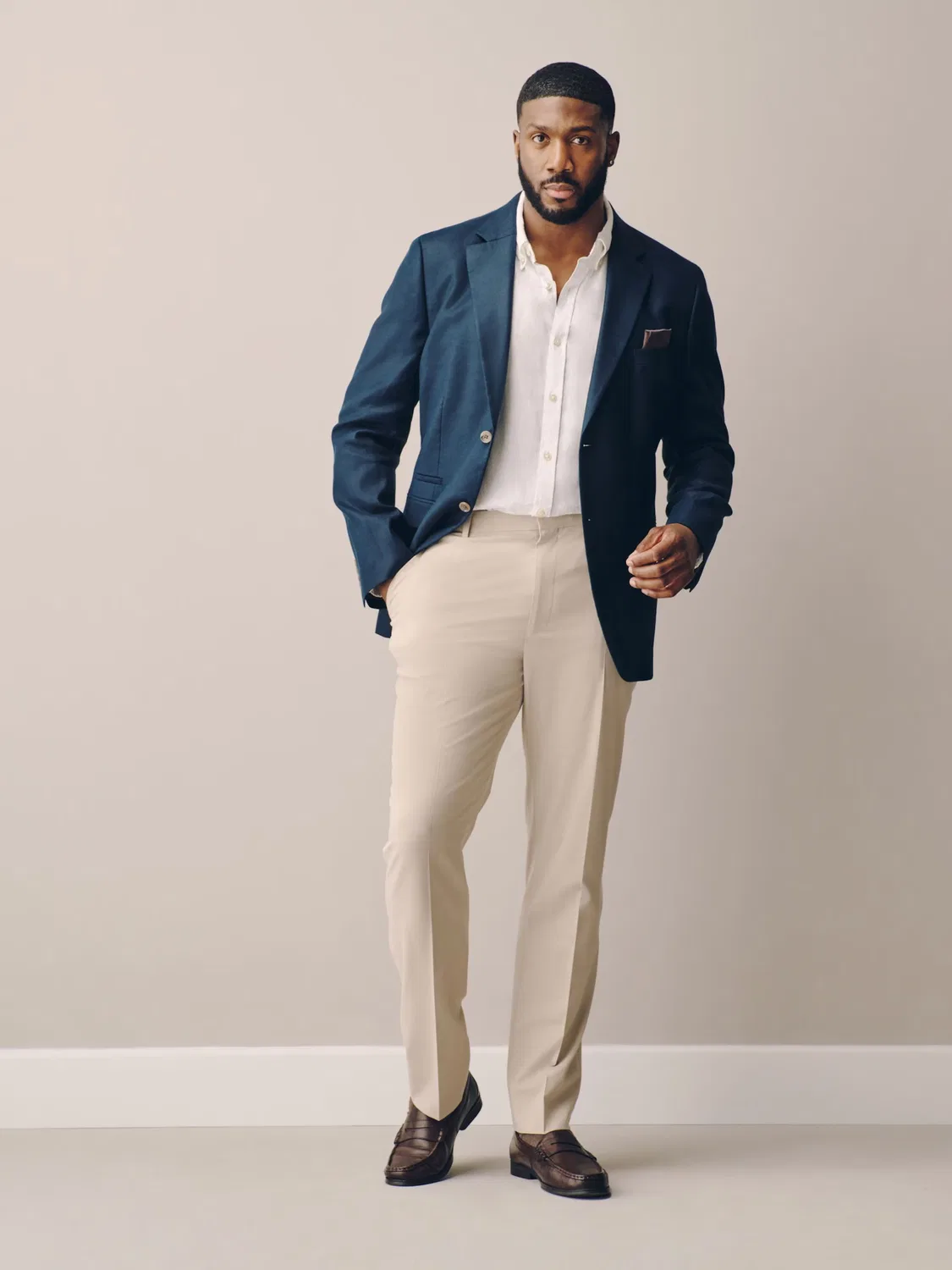 Деловой пиджак Next Slim fit N. Premium темно-синего цвета — фото 3