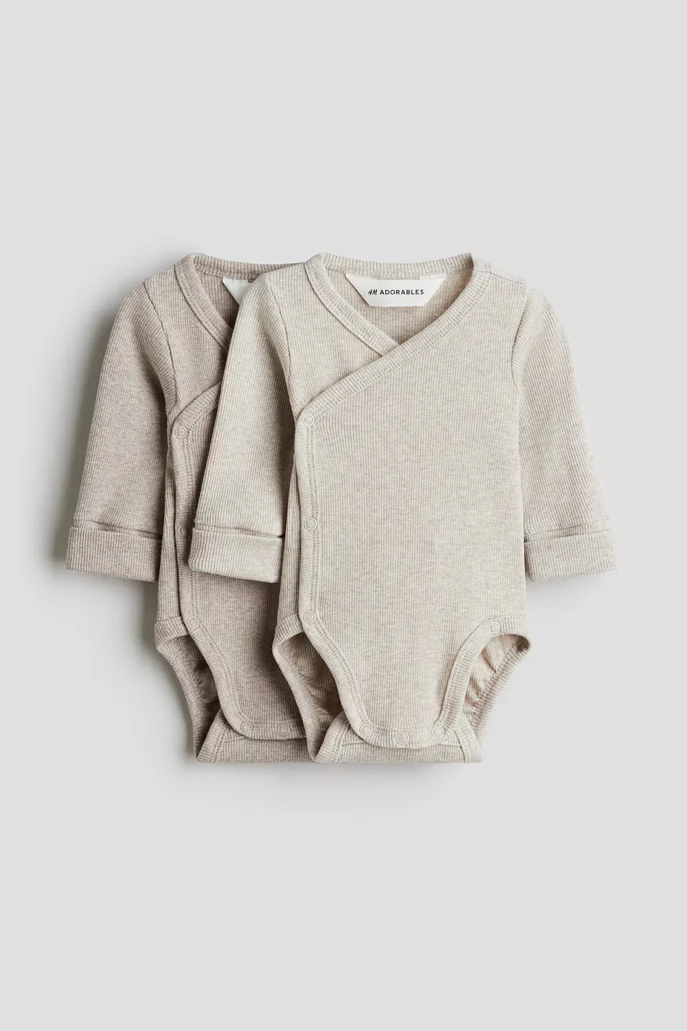 Комплект из 2 боди с функцией роста H&M, Beige/Hellbeige
