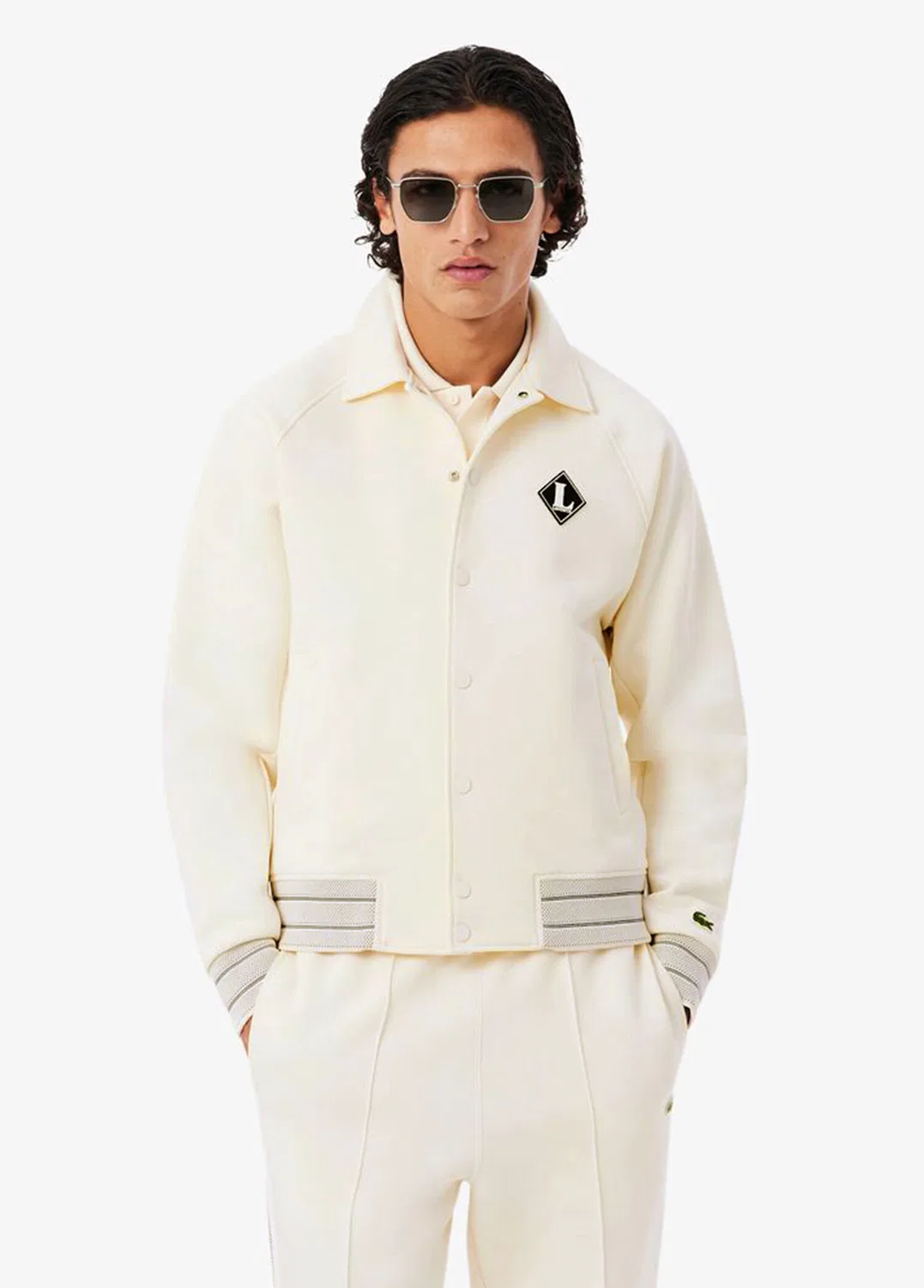 Бомбер Lacoste Classic Fit, кремовый — фото 2