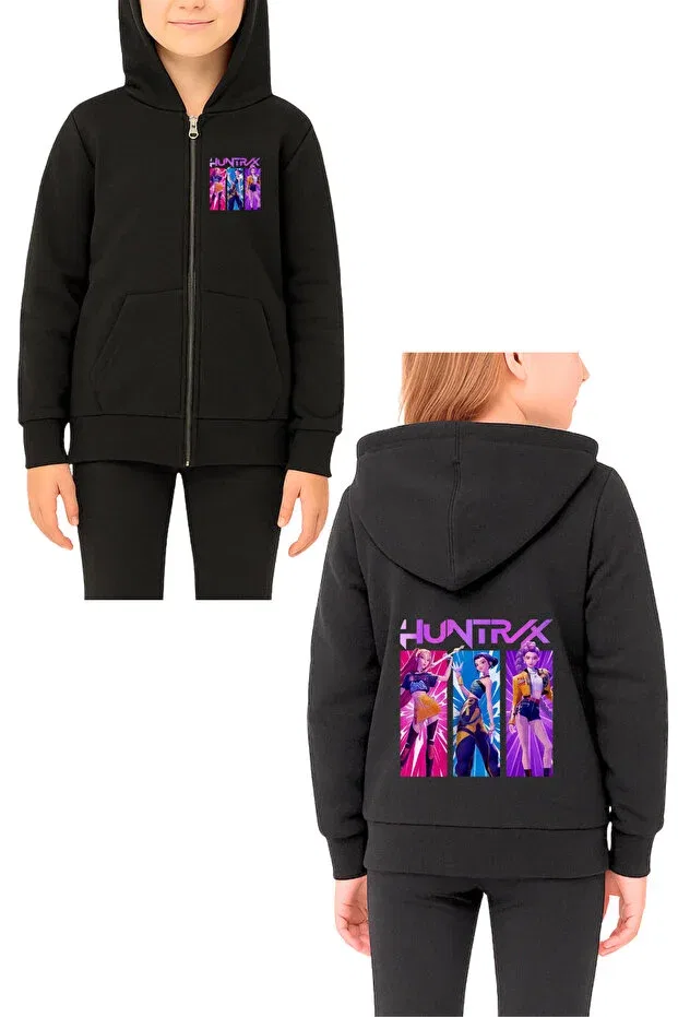 Детское худи с принтом K-Pop Demon Hunters Printed Mech Butik, Black
