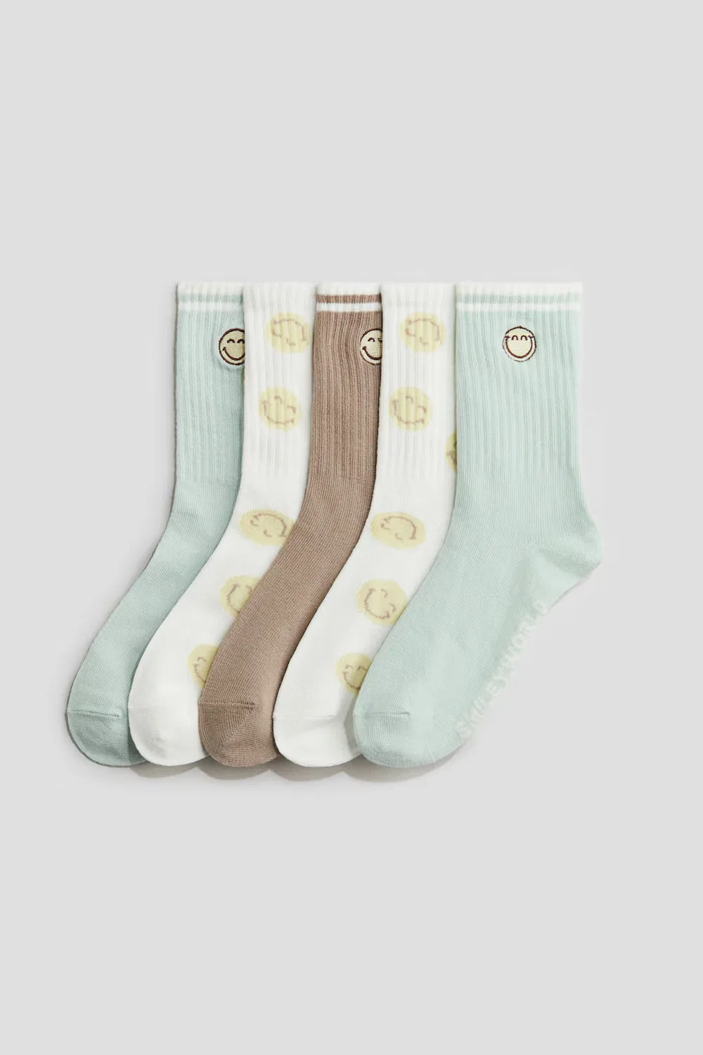 Набор из 5 носков с рисунком H&M, Mintgrün/Smileyworld