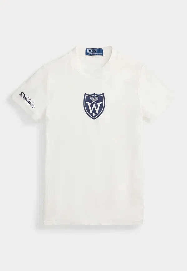 Футболка хлопковая Wimbledon logo ribbed cotton tee, Polo Ralph Lauren, белый — фото 4