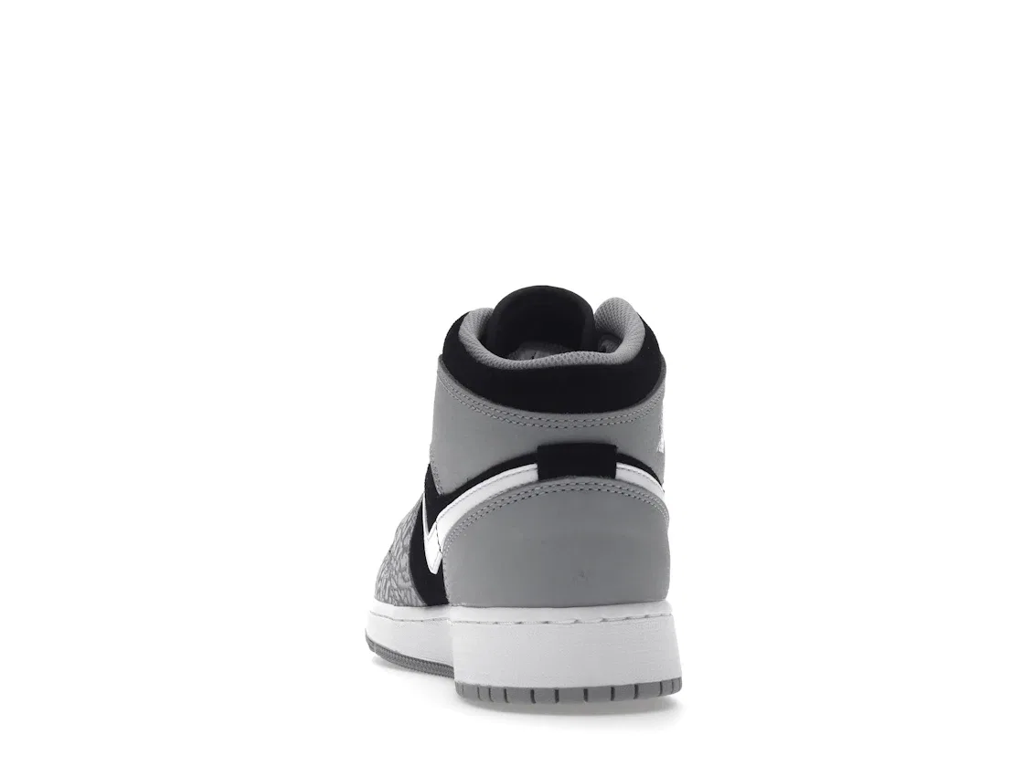 Детские кроссовки с принтом Jordan 1 Mid SE Jordan, Black/White/Light Smoke Gray/University Red — фото 4