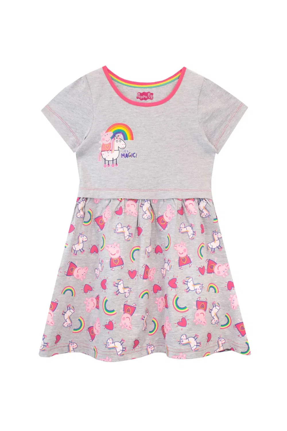 Детское платье с принтом It'S Magic Unicorn and Rainbow Peppa Pig, Grey