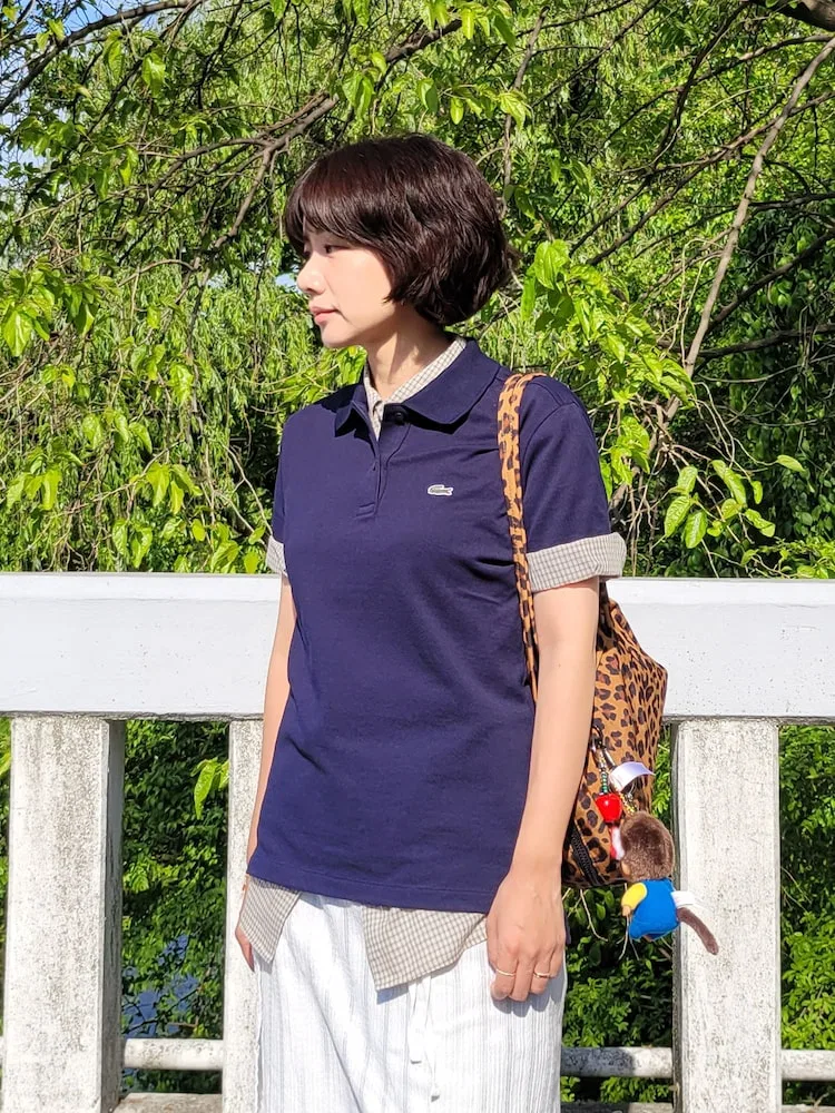 Поло LACOSTE Navy, женское хлопковое