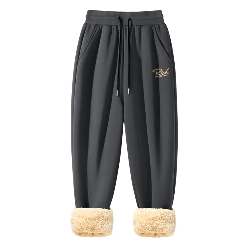 Детские спортивные штаны утепленные с флисом Ma Ji Ma Sparkling Pants Logo MINISO, Dark Gray