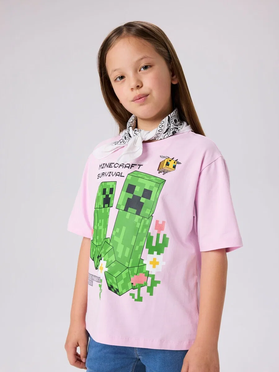 Футболка NAME IT с надписью «Minecraft» в розовом цвете — фото 2