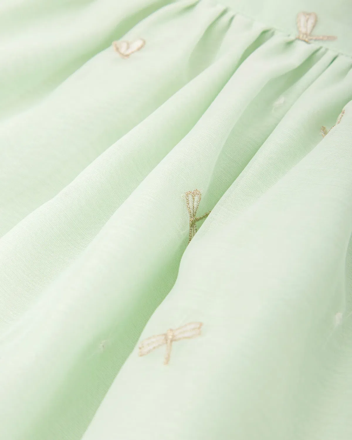 Детская юбка для девочек с принтом стрекоз Falda de niña de organza con libélulas Tutto Piccolo, Verde — фото 3