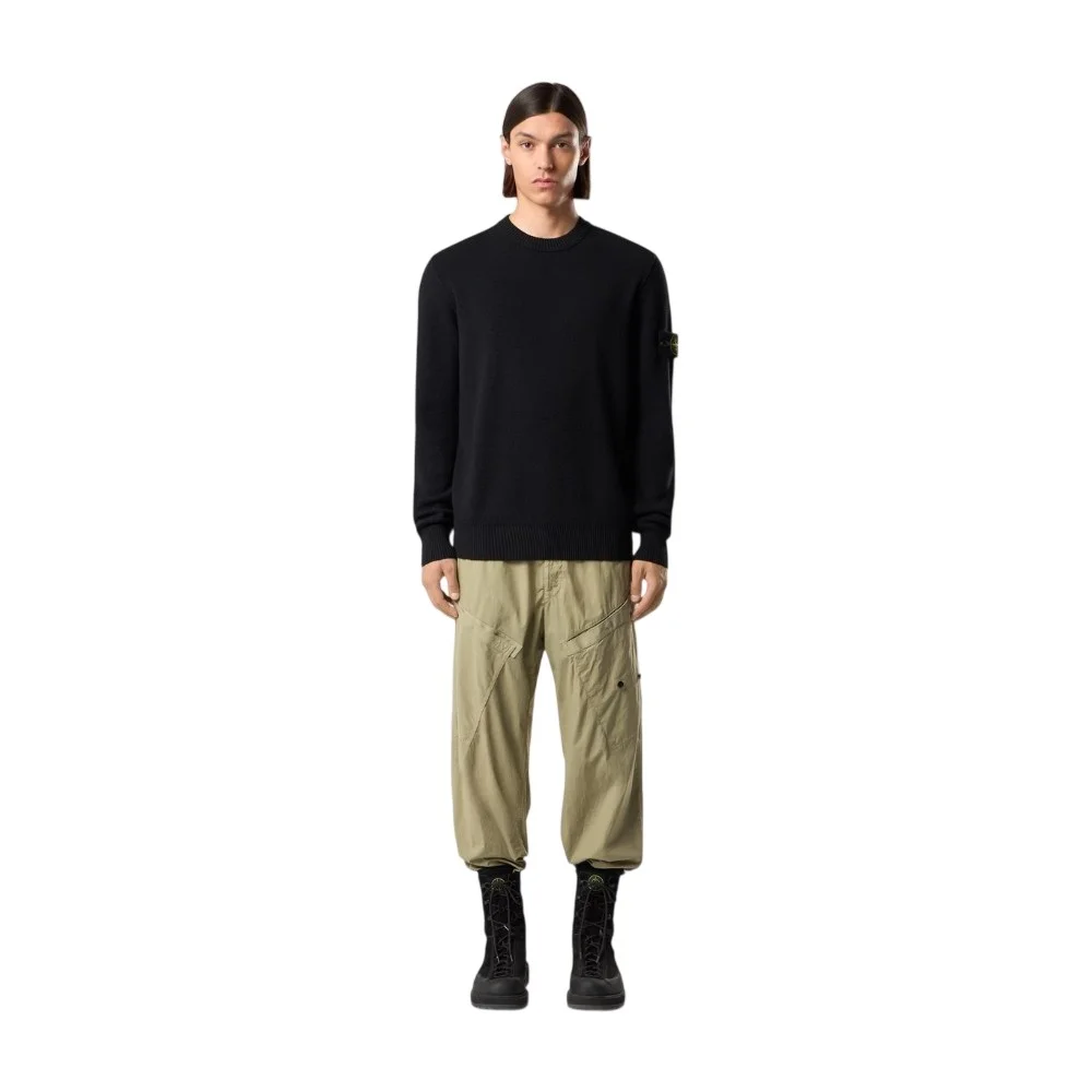 Мужской вязаный свитер Stone Island Loose-fit Crewneck With Ribbed Trims, черный