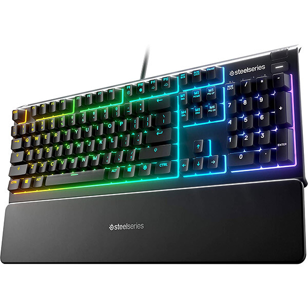 

Проводная игровая клавиатура SteelSeries Apex 3, Whisper Quiet Gaming Switch, черный