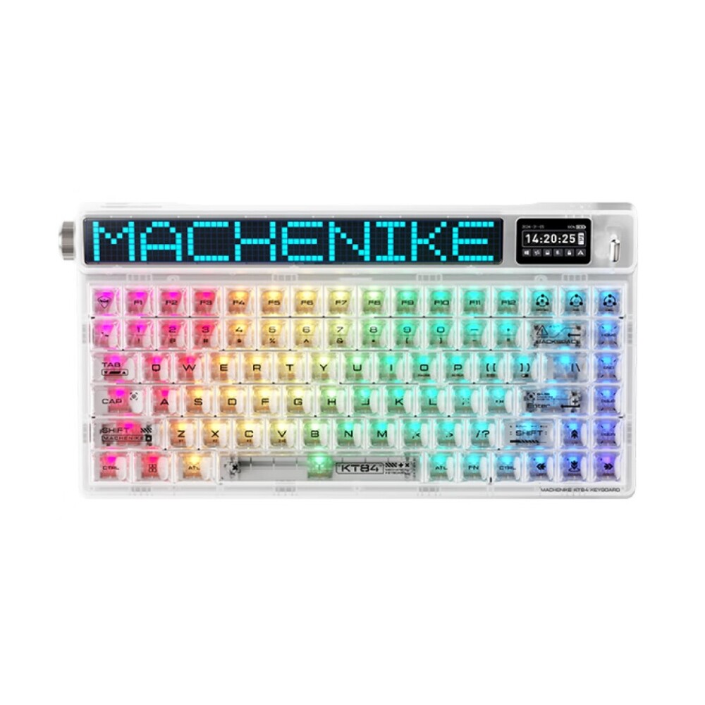 

Клавиатура игровая механическая беспроводная Machenike KT84, Gateron North Pole 2.0 Ice, белый, английская раскладка