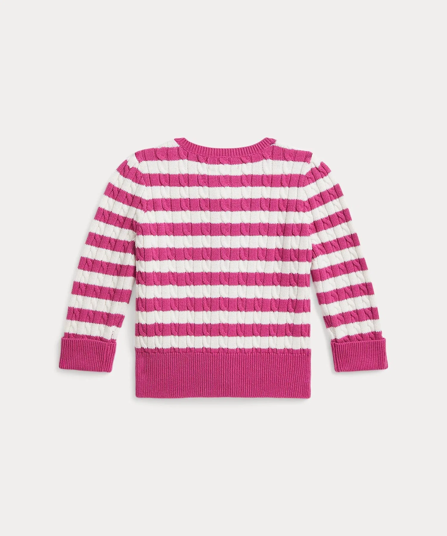 Детский хлопковый кардиган в полоску с мелким косичком Polo Ralph Lauren, 650 Pink — фото 2