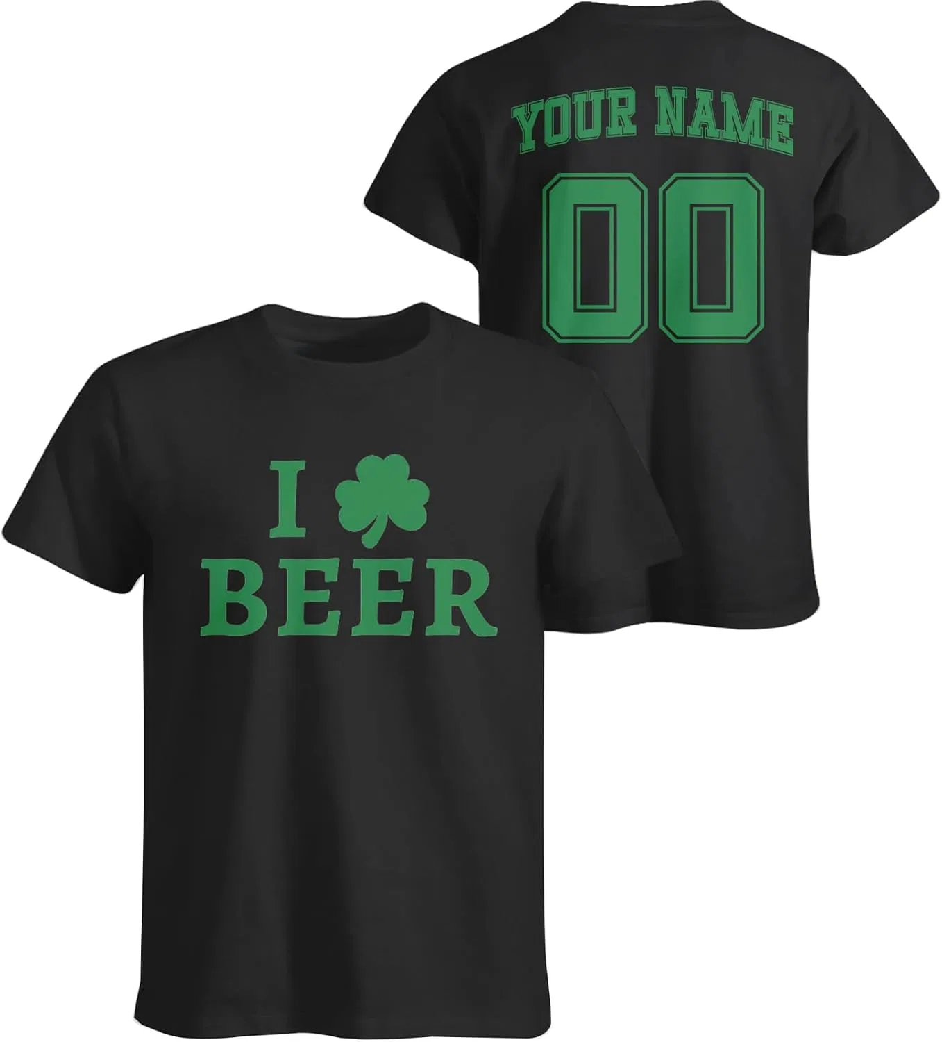 Футболка джерси с принтом клевер, St. Patrick's Day, Green