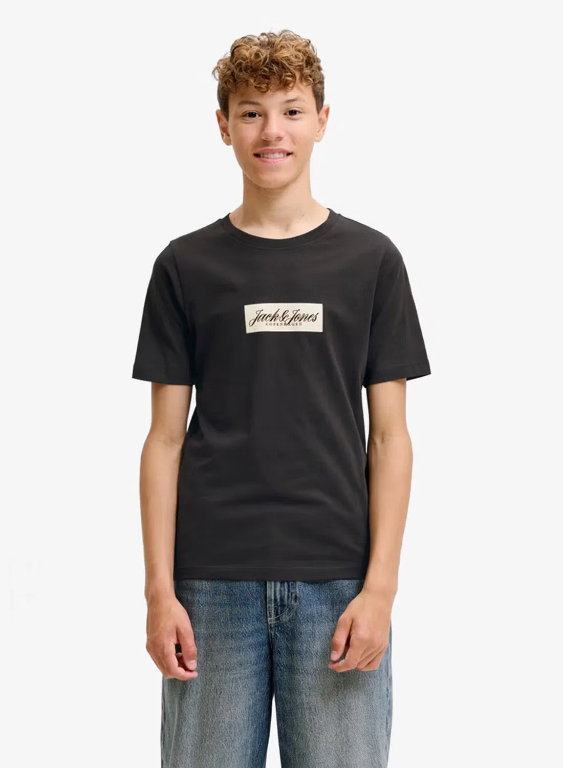 Футболка с принтом Youth Box Logo Jack & Jones Junior, черный