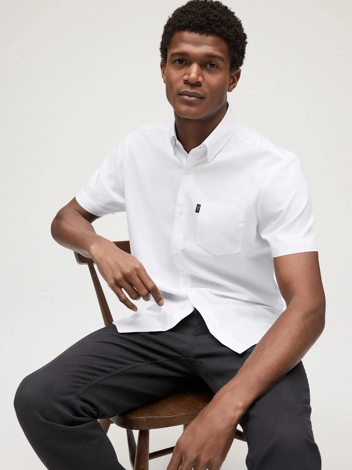 Рубашка оксфорд с коротким рукавом, Slim Fit Next, белый