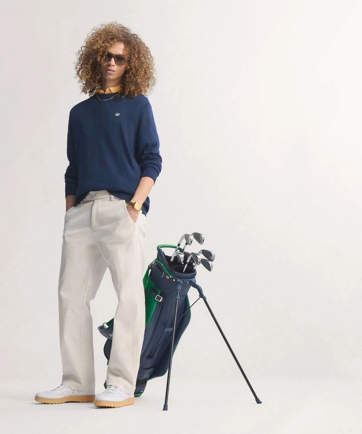 Мужской свитшот из кашемировой смеси с длинным рукавомAdidas Golf, Blue — фото 3
