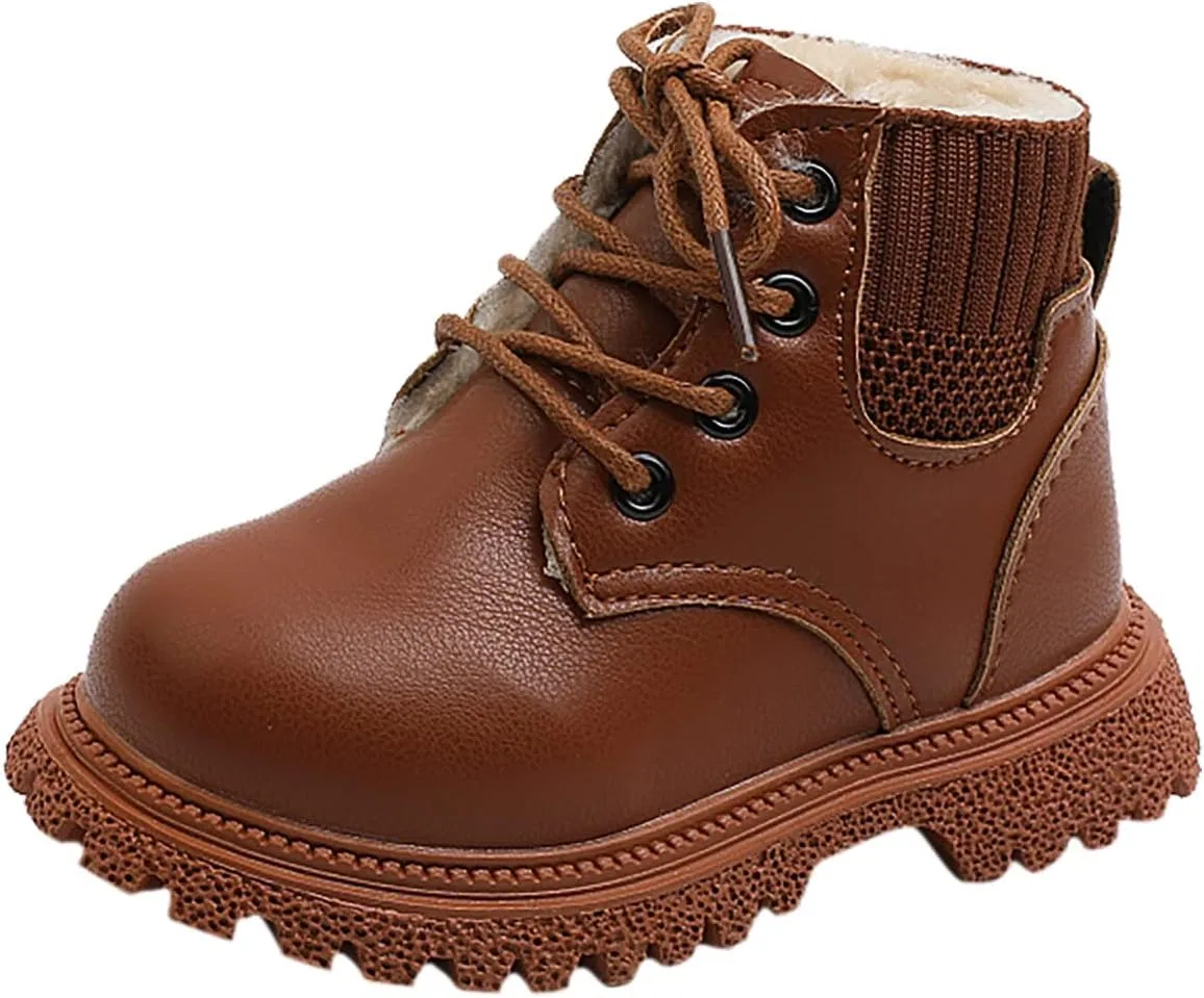Детские зимние ботинки для девочек на шнуровке с мехом Zzalalana, Brown
