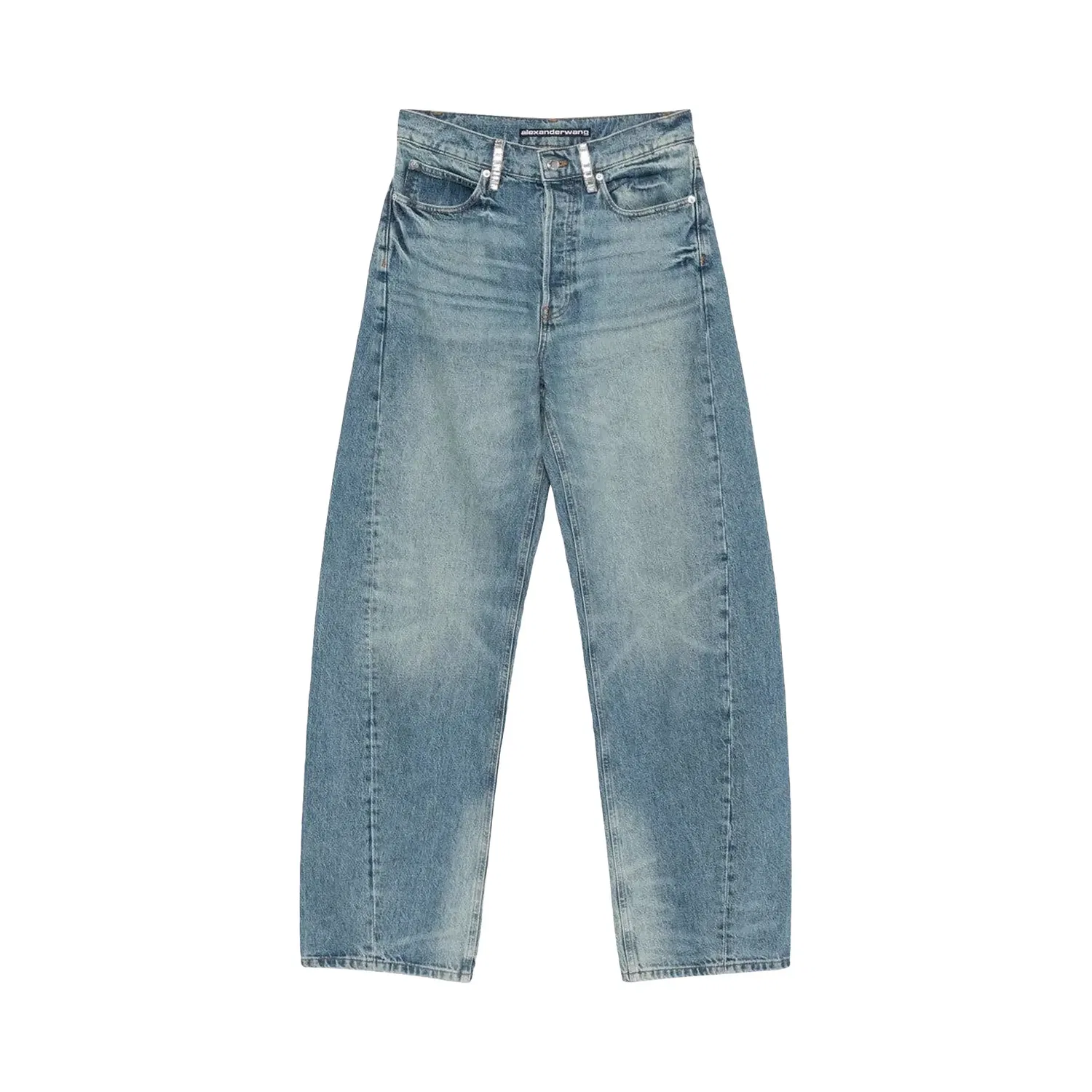 Джинсы свободного кроя с кристаллами Float Mid Rise Relaxed Alexander Wang, Tan