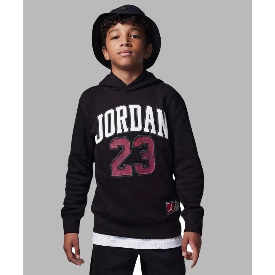 Детский свитшот с капюшоном Jordan Hbr Flc Po Hoodie Nike, Черно-красный
