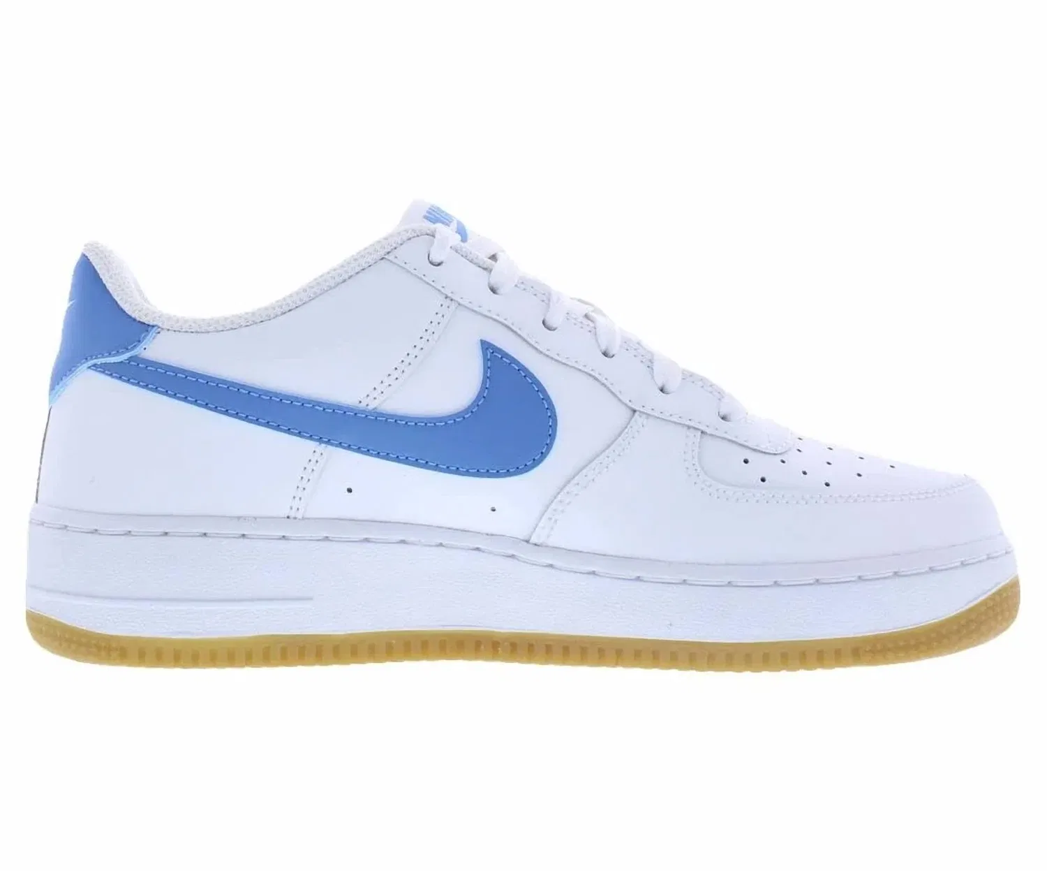 Детские кроссовки Nike Air Force 1 из кожи, White/Gum Light Brown/Blue Beyond
