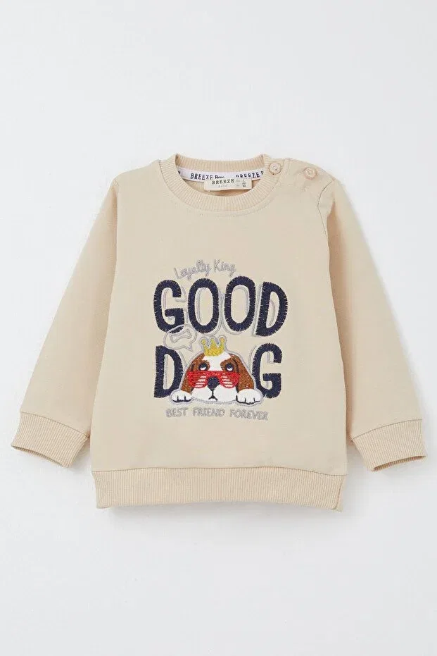 Детский спортивный комплект для мальчиков с принтом Puppy Embroidery Breeze, Beige — фото 2