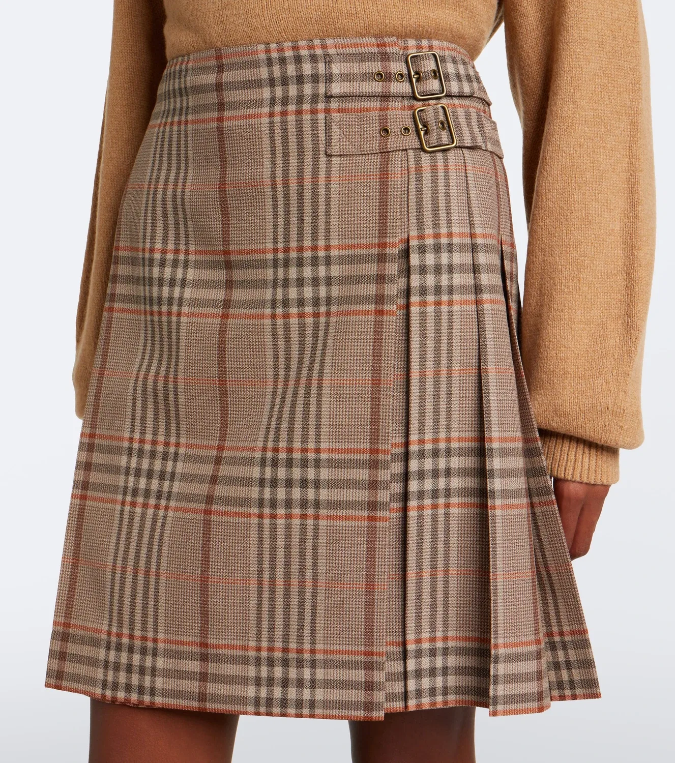 Мини-юбка в клетку из шерсти Burberry, бежевый — фото 3