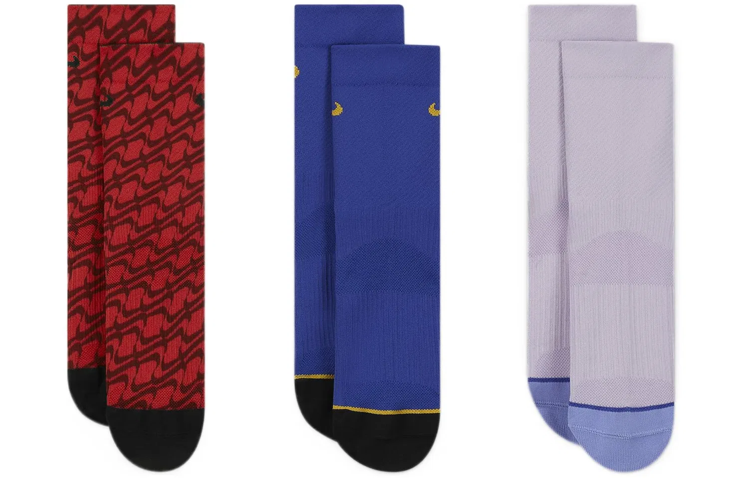 Детские носки с принтом Nike, 3 пары, Red Blue Purple