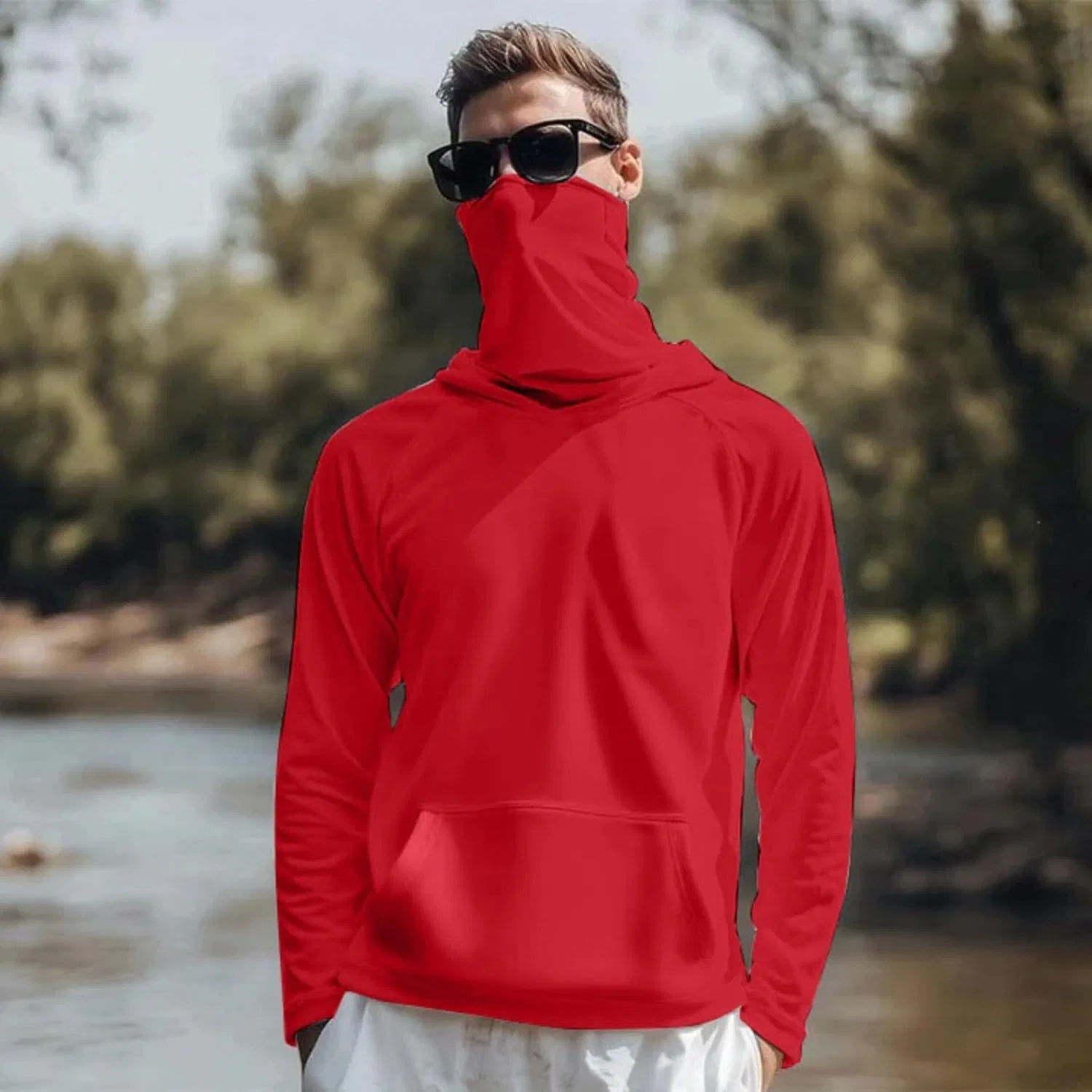 Мужская длинная футболка с защитой от солнца UPF 50+, Red — фото 2