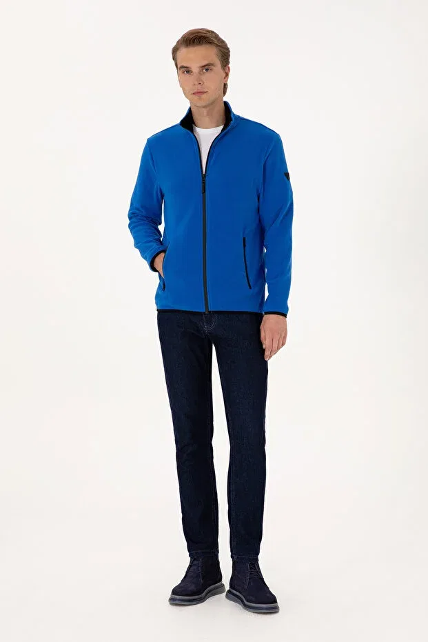 Мужской кардиган из флиса с воротником-стойкой U.S. Polo Assn., Dark Blue — фото 4