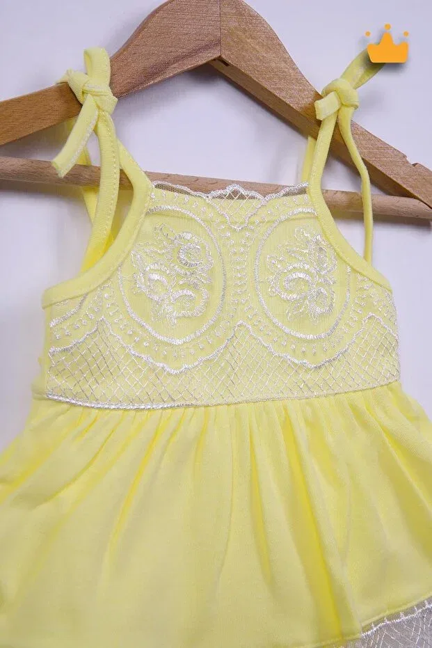 Детское платье для девочек на бретелях с кружевом Baby Pattini, Sarı — фото 3