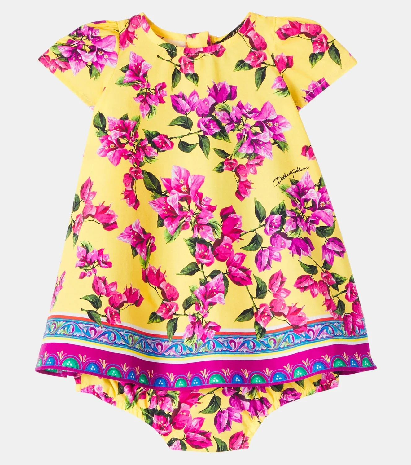 Комплект из платья и трусиков-халата Baby Taormina из хлопка Dolce&Gabbana Kids, желтый — фото 2