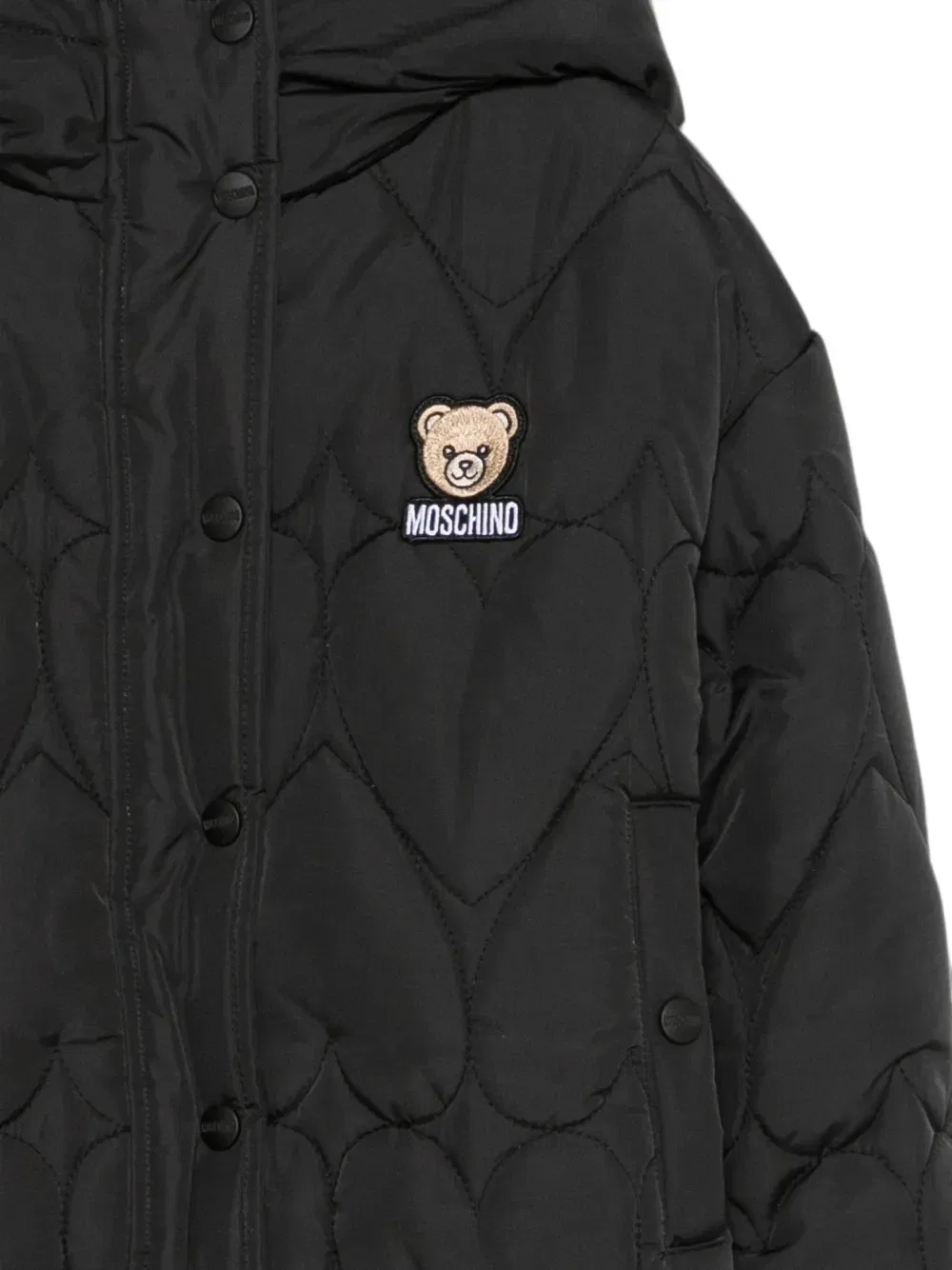 Стеганая куртка с сердечками Moschino Kids, черный — фото 3