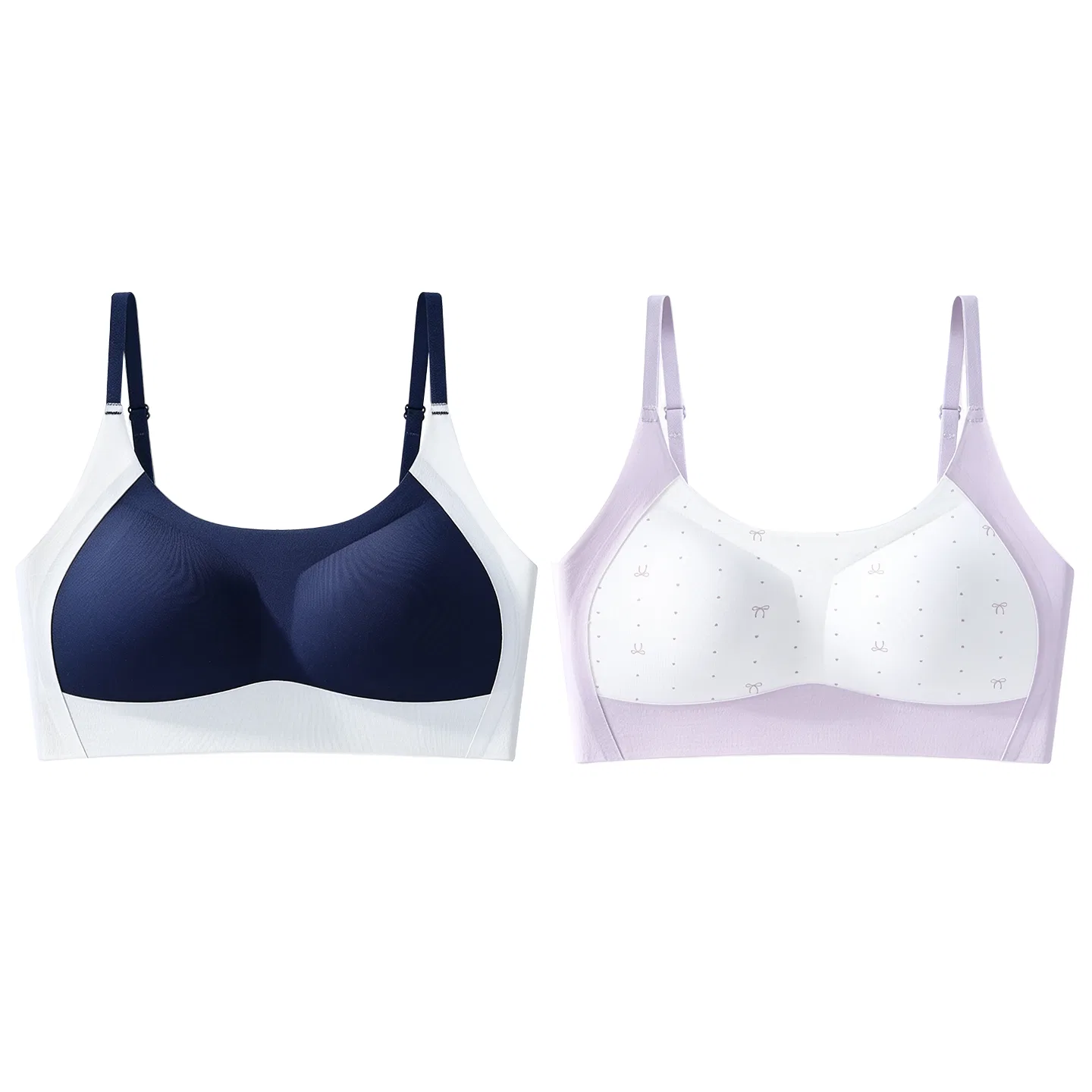 Детский спортивный бюстгальтер без бретелек Red Bean, Purple Bow + Navy Blue