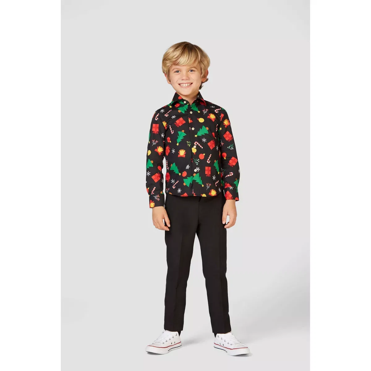 Детская рубашка с длинным рукавом OppoSuits, Black — фото 3