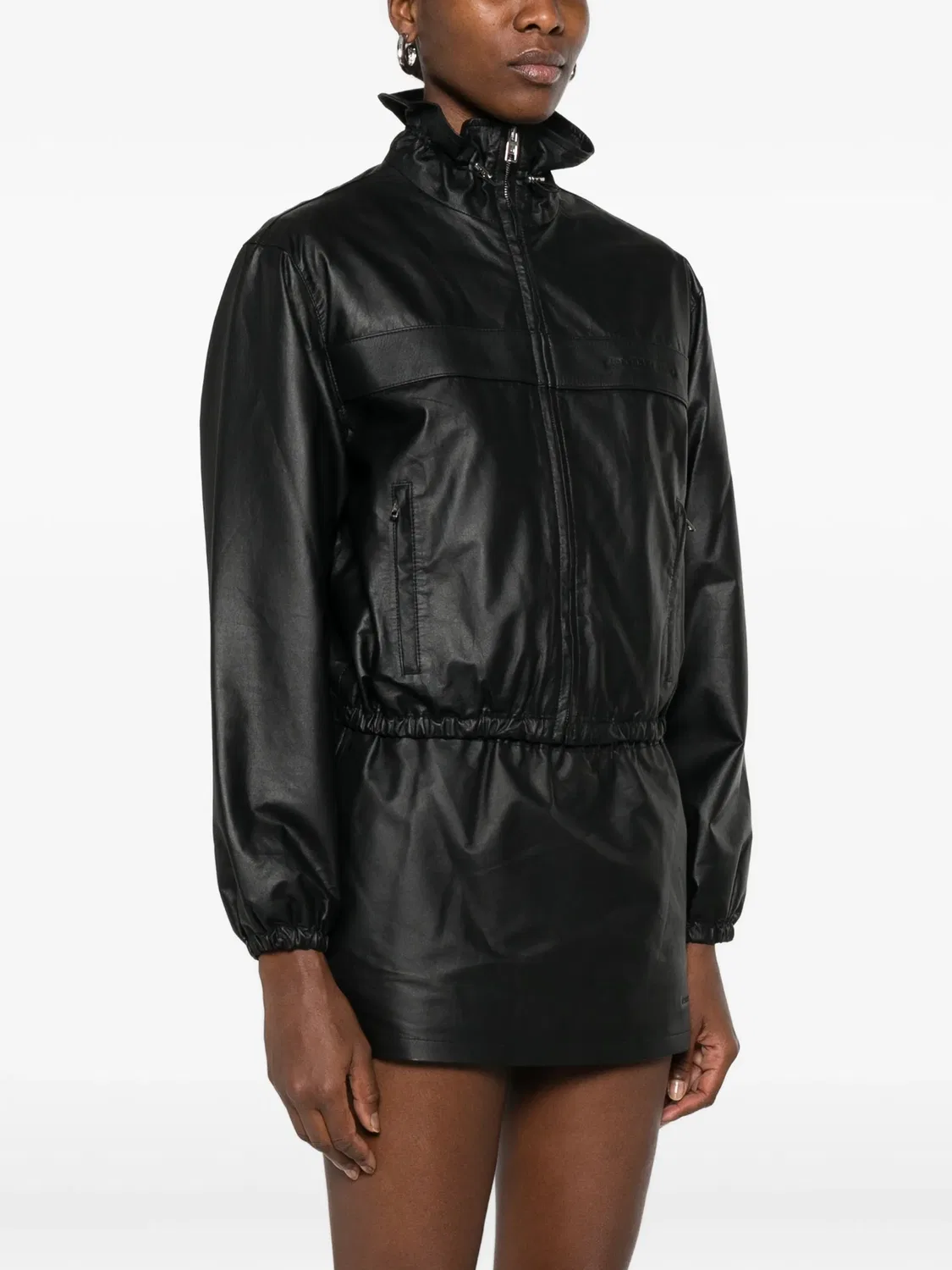 Кожаная куртка на молнии черная Alexander Wang, черный — фото 3