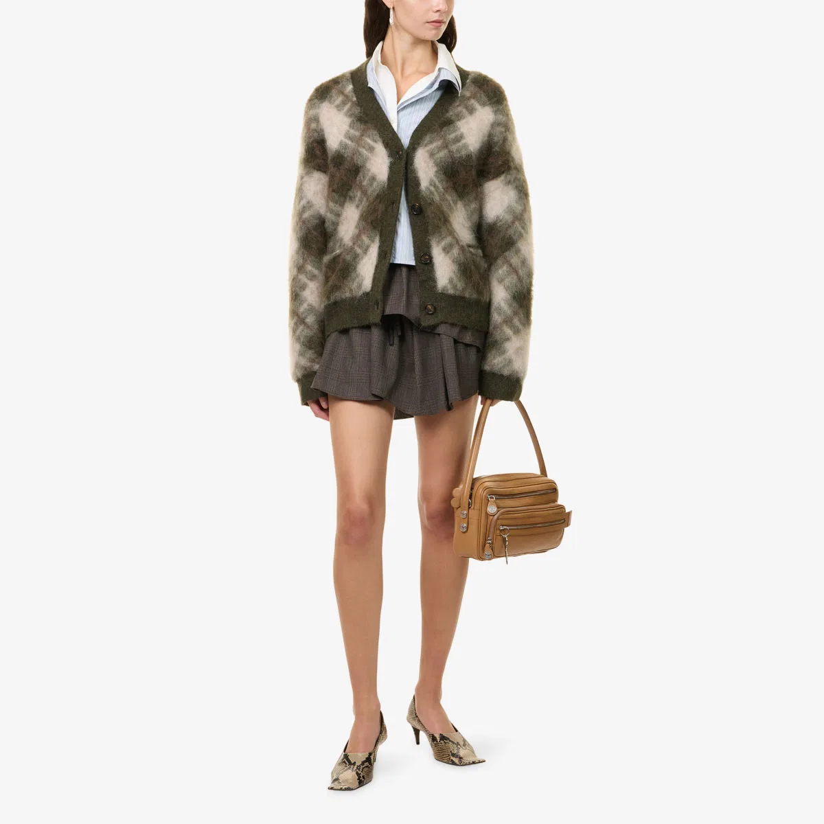 Мини-юбка ifelpa из шерстяной смеси с оборками Acne Studios, черный/коричневый — фото 2